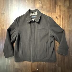 Alfani Car Coat Mens XL Brown Wool Blend Zip Front Lined Pockets Winter Classic